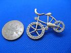 Lovely Clear Rhinestone Silver Tone Bicycle Brooch. New.