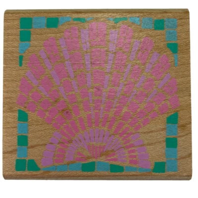 Rubber Stampede Scallop Shell Mosaic Beach Ocean Wood Rubber Stamp A852E - Image 1 of 4