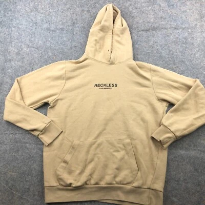 Sudadera con capucha Young and Reckless para hombre mediana beige polar deletreada * Foto 1 de 4