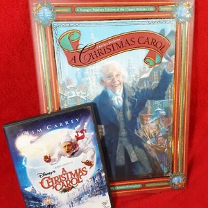 Charles Dickens' -  A Christmas Carol Hardcover Book and Disney DVD w/Jim Carrey - Picture 1 of 5