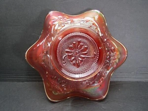 Northwood Poppy Variant Marigold Carnival Glass Bowl Collar Base Circa 1909 - Picture 1 of 10