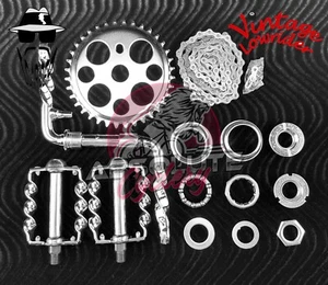 VINTAGE LOWRIDER CHROME TWISTED CRANK PACKAGE FOR 20" CRUISER/LOWRIDER BICYCLES. - Picture 1 of 1