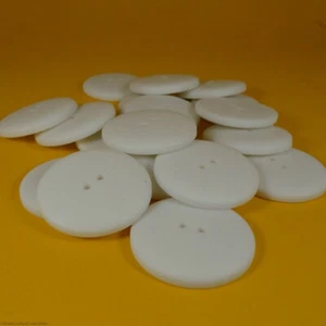 White Matt (Flat Back) Plastic Buttons - 2 Hole (9 or 18 per bag) (35mm x 4mm) - Imagen 1 de 7