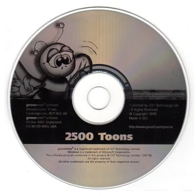 2500 Toons (PC-CD, 1999) for Windows 3.1/95/98/NT - NEW CD in SLEEVE - Image 1 of 3