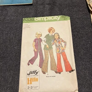 Vintage Simplicity Sewing Pattern 5338 Girls Jiffy Tunic/Bell Bottoms SZ 8 CUT - Picture 1 of 8