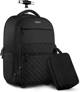 Rolling Backpack for Women,Backpack with Wheels Carry on Luggage 17 Inch Rolling - Picture 1 of 12