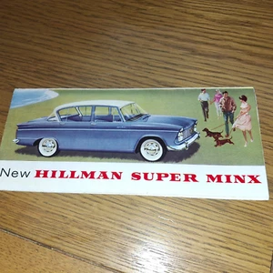 ORIGINAL 60ER JAHRE AUTO VERKAUFSPROSPEKT * NEU HILLMAN SUPER MINX * POSTFRISCH KLAPPART - Bild 1 von 3
