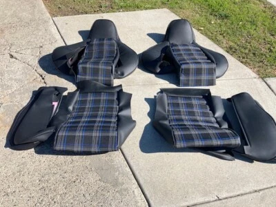 PORSCHE 911 912 930 TURBO UPHOLSTERY SEAT KIT SET TARTAN PLAID GERMAN VINYL NEW - Image 1 of 4