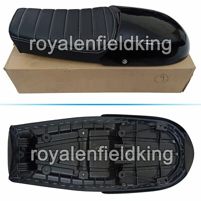Adapté Pour Royal Enfield Interceptor & Gt 650 D27 Cuir Double Siège & Noir Col - Photo 1/4