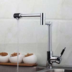 Kitchen Faucet Deck Single Handle Chrome Mixer Water Taps Brass Folding Faucet - Picture 1 of 9