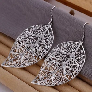 Hermoso Moda Plateado Mujeres Dije Hoja Pendiente de Boda Joyería 925 - Imagen 1 de 2