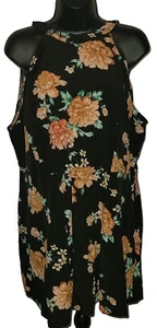 SHEIN Curve 3XL (Runs Small - XL) Shorts Jumpsuit Romper Black Floral Sleeveless - Picture 1 of 6