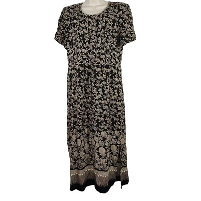 Vestido midi vintage Jessica Howard negro marrón floral para mujer talla 8 hombreras  Foto 1 de 4