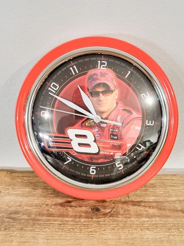 Nascar Dale Earnhardt Jr #8 Wall Clock Round Red AA Battery Metal Frame 2006 Cover