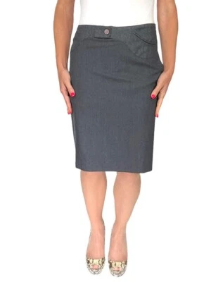 Nina Ricci Gray Stretch  Wool Shimmer Pencil Skirt Size 38 6 - Image 1 of 4