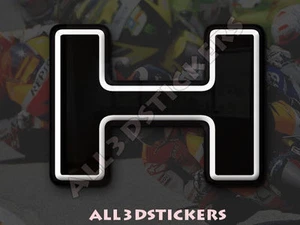 Autocollant Résine Lettre H 3D Couleur Noir Taille 25mm - Picture 1 of 1