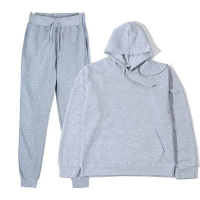 Hoodie Sweatpants Set Unisex Jogger Tracksuit Men Women Sportswear Running Suits - Image 1 of 4