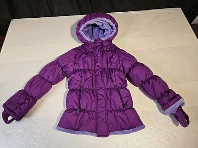 LANDS' END KIDS Puffer Coat Sz M/5-6 Purple Polyester Preowned  - Image 1 of 4