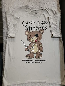 Riot Society Snitches Get Stitches See Nothing Say Nothing hellbraunes T-Shirt Medium - Bild 1 von 5