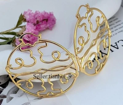 New! Tory Gold Large Hoops earrings logo with Jewelry Pouch Size:5.3*5.3cm - Image 1 of 3