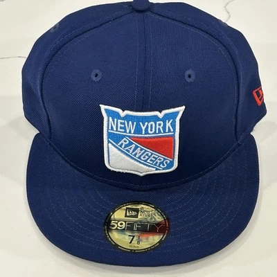 NEW YORK RANGERS 100% Wool NEW ERA NHL 59FIFTY BLUE 7 1/8 NEW HAT Cap - Image 1 of 4