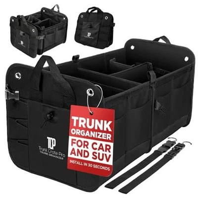  Trunk Organizer For Car, Suv, Truck | Premium Adjustable Multi Large Black - Image 1 of 4