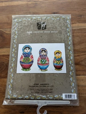 Babushkas Russian Dolls Coats Crafts Anchor Counted Cross Stitch Kit Started - Image 1 of 4