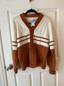 Vintage USA Cheerleader Supply Co. Dallas Texas Wool Striped Cheer Sweater - S/M - Picture 1 of 4