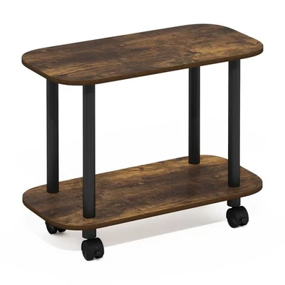 Modern End Table W/ Casters Storage Multi-Functional Oval Top Living Room New - Image 1 of 4