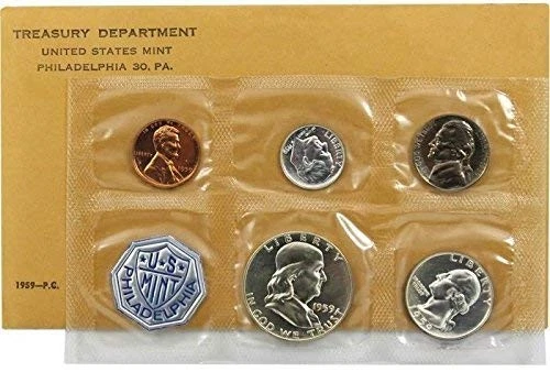 1959 P & D US Mint 10 Coin Uncirculated Set Original Packaging - Image 1 of 1