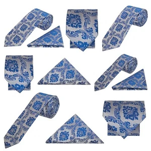 Royal Blue Paisley Wedding Tie Mens Kids Ties Formal Prom Grooms Sets Page Boy - Picture 1 of 23