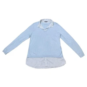 Adrianna Papell Talla XL Camisa a Rayas Dos Cuello Suéter Chaleco Preppy Y2K - Imagen 1 de 7