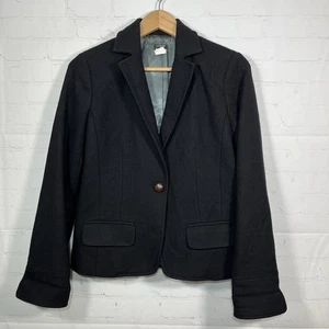 J.CREW Classic Wool Single Button Blazer Womens Size 6 Black Notch Collar - Picture 1 of 14