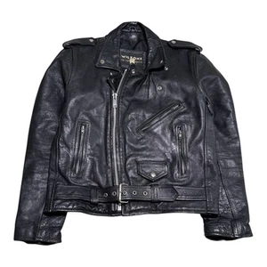 Chaqueta de cuero envejecido Wilson Biker vintage años 80 90 para hombre cuadrada pequeña - Imagen 1 de 9