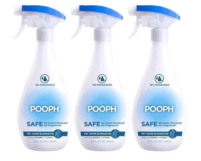 Paquete de 3 spray eliminador de olores para mascotas POOPH 32 oz único y 32 oz - sin fragancia Foto 1 de 4