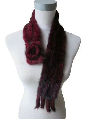 Bufanda de piel de visón real chal envolturas pañuelo tejido de doble cara hecho a mano Foto 1 de 4