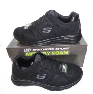 Skechers Mens Memory Foam Black Lace Up Trainers Casual Shoes New UK Sizes 7-12