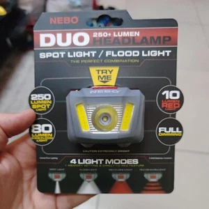 NEBO Duo 250+ Lumen Hands Free Headlamp Head Torch 4 light modes+ Dimming NE6444 - Picture 1 of 2