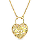 Amour 18k Yellow Gold 18mm Heart Lock Charm Necklace - 16 in+3 in.