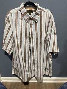 Timberland Men's Short Sleeve Button Down Shirts Striped Pattern Size XX-Large - Picture 1 of 9