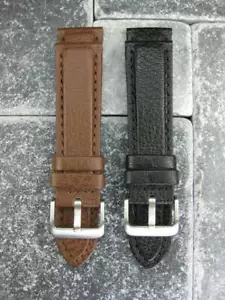 20 mm Correa de Cuero de Búfalo Genuino Negro Marrón Banda de Reloj BREITLING Larga Grande L - Imagen 1 de 9