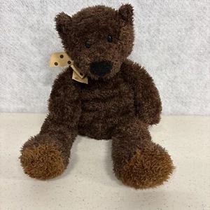 Hallmark Plush Chocolate Brown Teddy Bear with Polka Dot Ribbon Bow Stuffed Toy - Picture 1 of 11