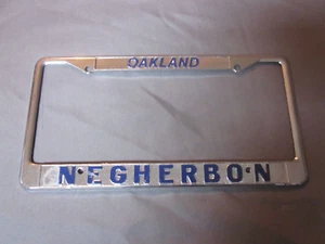 Vintage OAKLAND NEGHERBON lincoln mercury Metal LICENSE PLATE FRAME - Picture 1 of 7