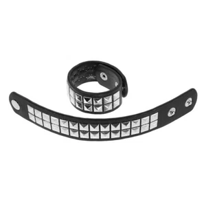 2Pcs Studded Wrist Bands Men Wrist Bands Fashionable Punk Wide Bracelets New - Picture 1 of 12