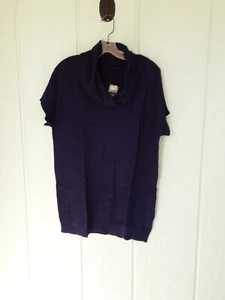 Suéter para mujer APT-9 #145 talla L, cuello capucha manga corta nuevo con etiquetas azul marino púrpura - Imagen 1 de 15