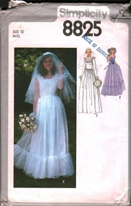 8825 Vintage Simplicity SEWING Pattern Misses 1970s Wedding Dress Gown Sash 12 - Picture 1 of 2