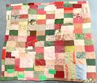 Vintage Quilt  72? X 64? Hand Stitched Patchwork Excellent Cond. Red & Green