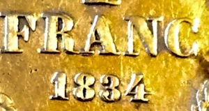 Belgique - Léopold Ier - Rare et Jolie monnaie de 1 Franc 1834 avec Long 4 - Picture 1 of 3