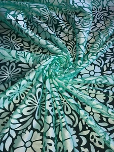 1 Meter Mint Green Floral Net Burnout Dress Fabric 45” Wide  - Picture 1 of 6