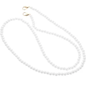 Premium Artificial Pearl Chain Handbag Crossbody Bag Pearl Strap Easy - Foto 1 di 12